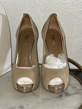 Report signature Toluca 2 gold heels peep toe pumps  7.5